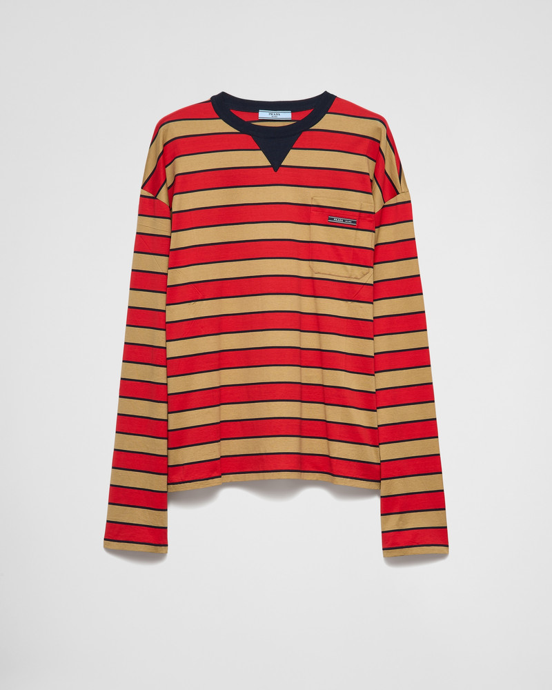 Prada Long-sleeved striped lisle cotton T-shirt | REVERSIBLE