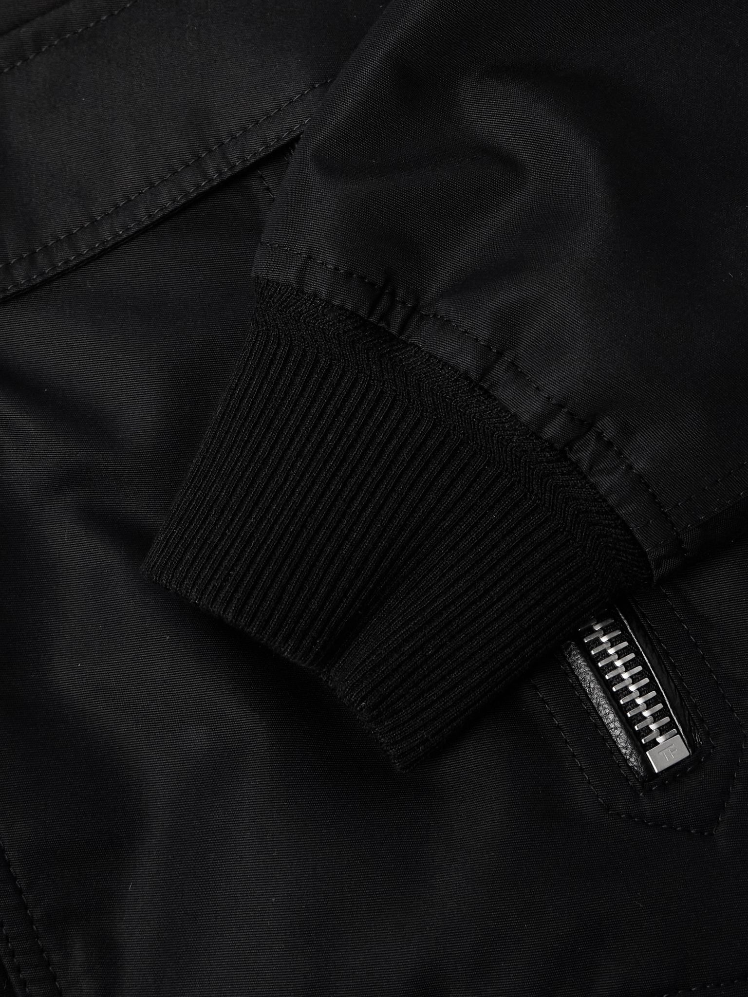 Coated Cotton-Canvas Bomber Jacket Black - 5
