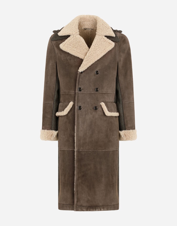 Double-breasted shearling coat with wool inserts - 3