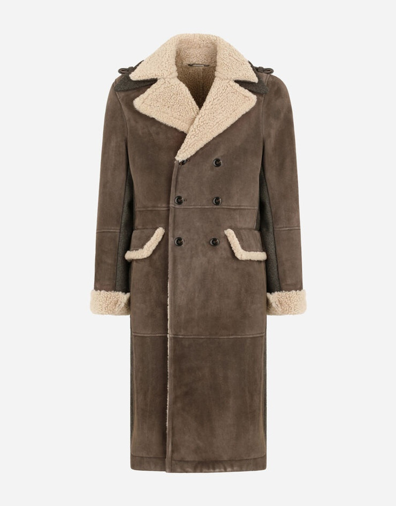 Double-breasted shearling coat with wool inserts 3