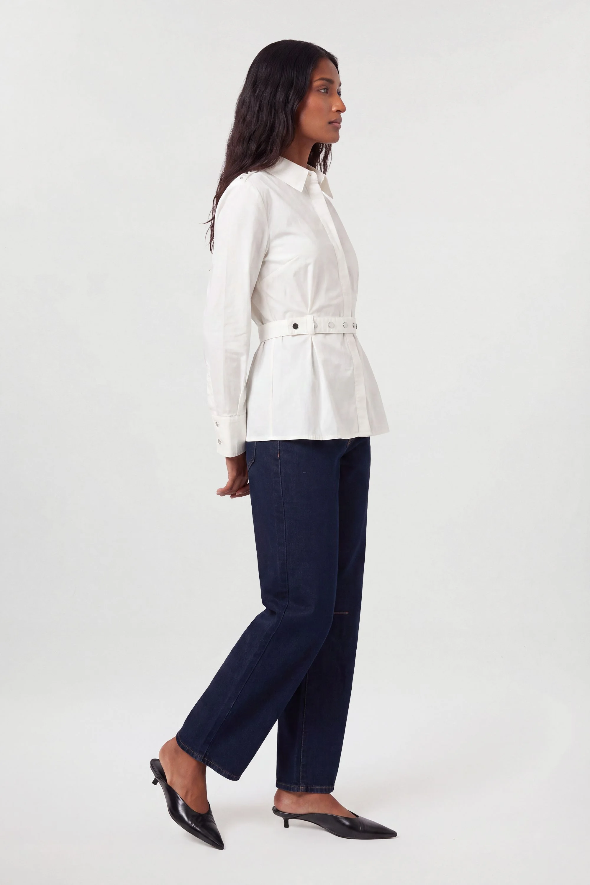Cotton Poplin Military Trim Detail Shirt - 1
