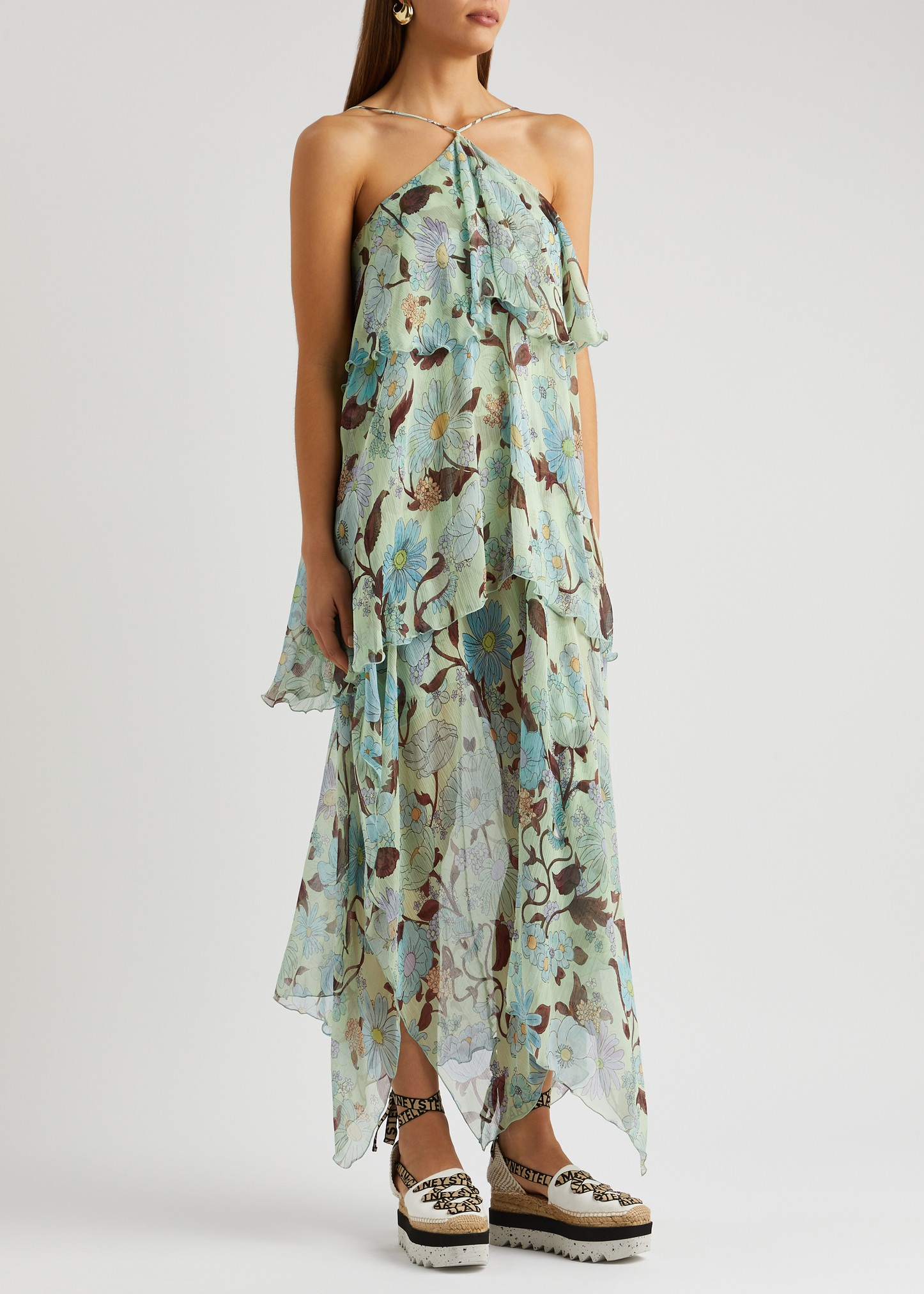 Floral-print tiered silk maxi dress - 2