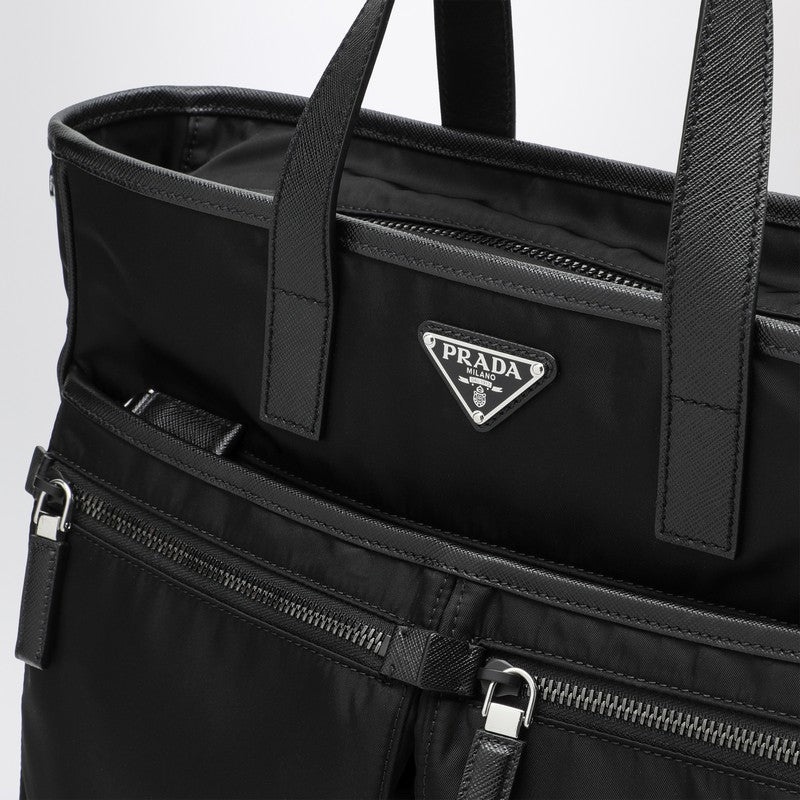 Prada Black Re-Nylon And Saffiano Shopping Bag Men - 5