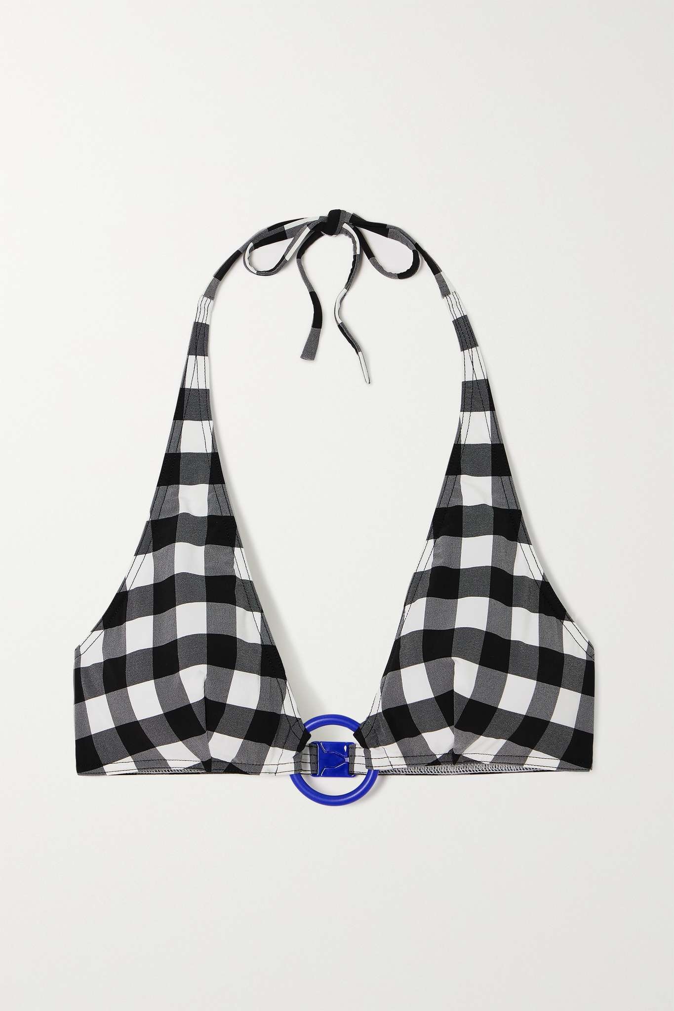 Memphis Ellipse embellished gingham triangle bikini top - 1