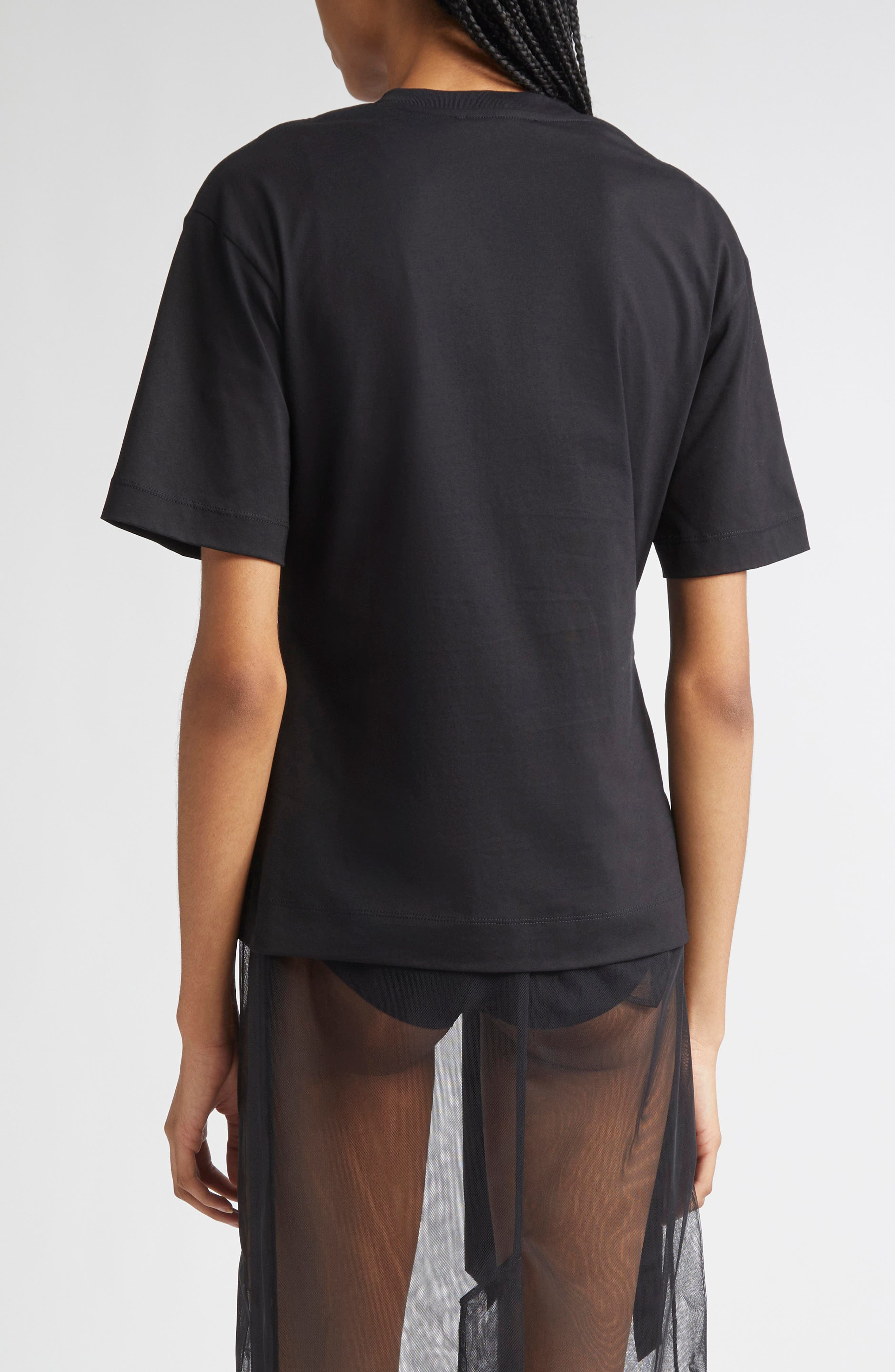 Simone Rocha Patchwork Frill Bust Detail T-Shirt in Black/Black at Nordstrom - 3