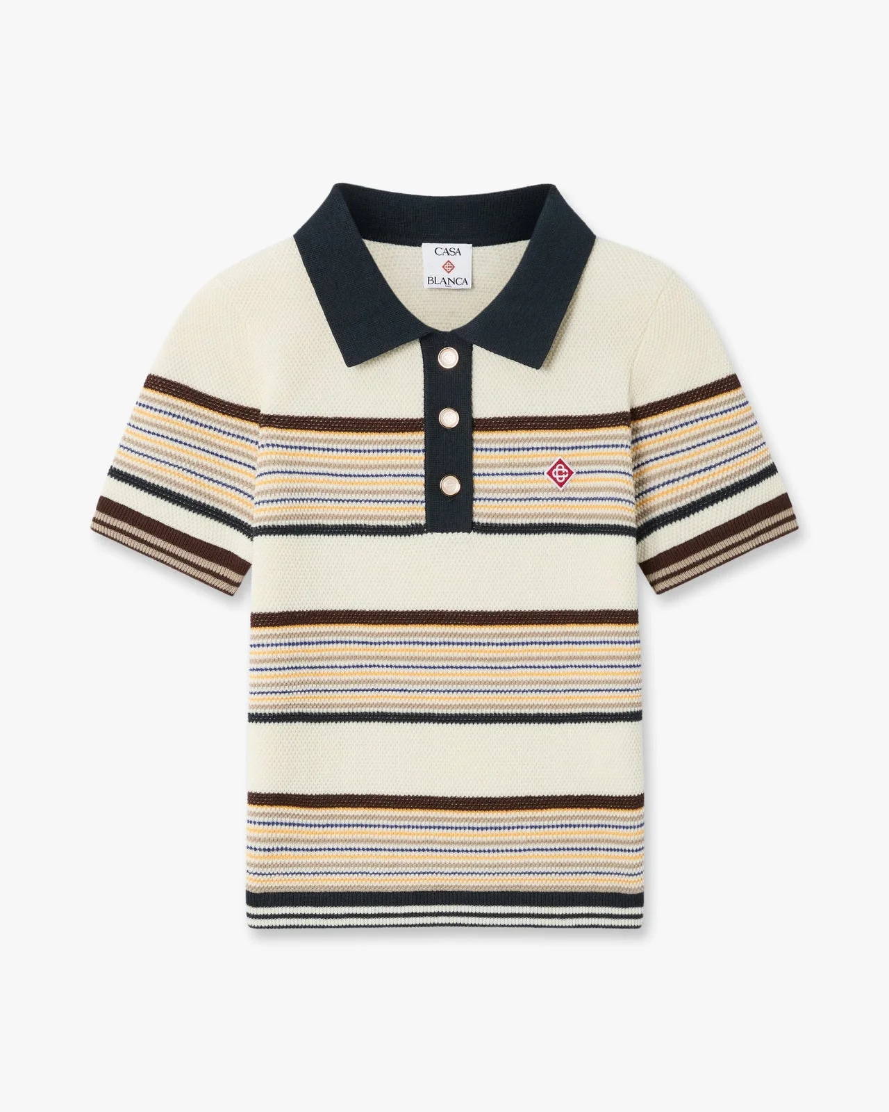 Café Culture Wool Stripe Short Sleeve Polo Shirt - 1