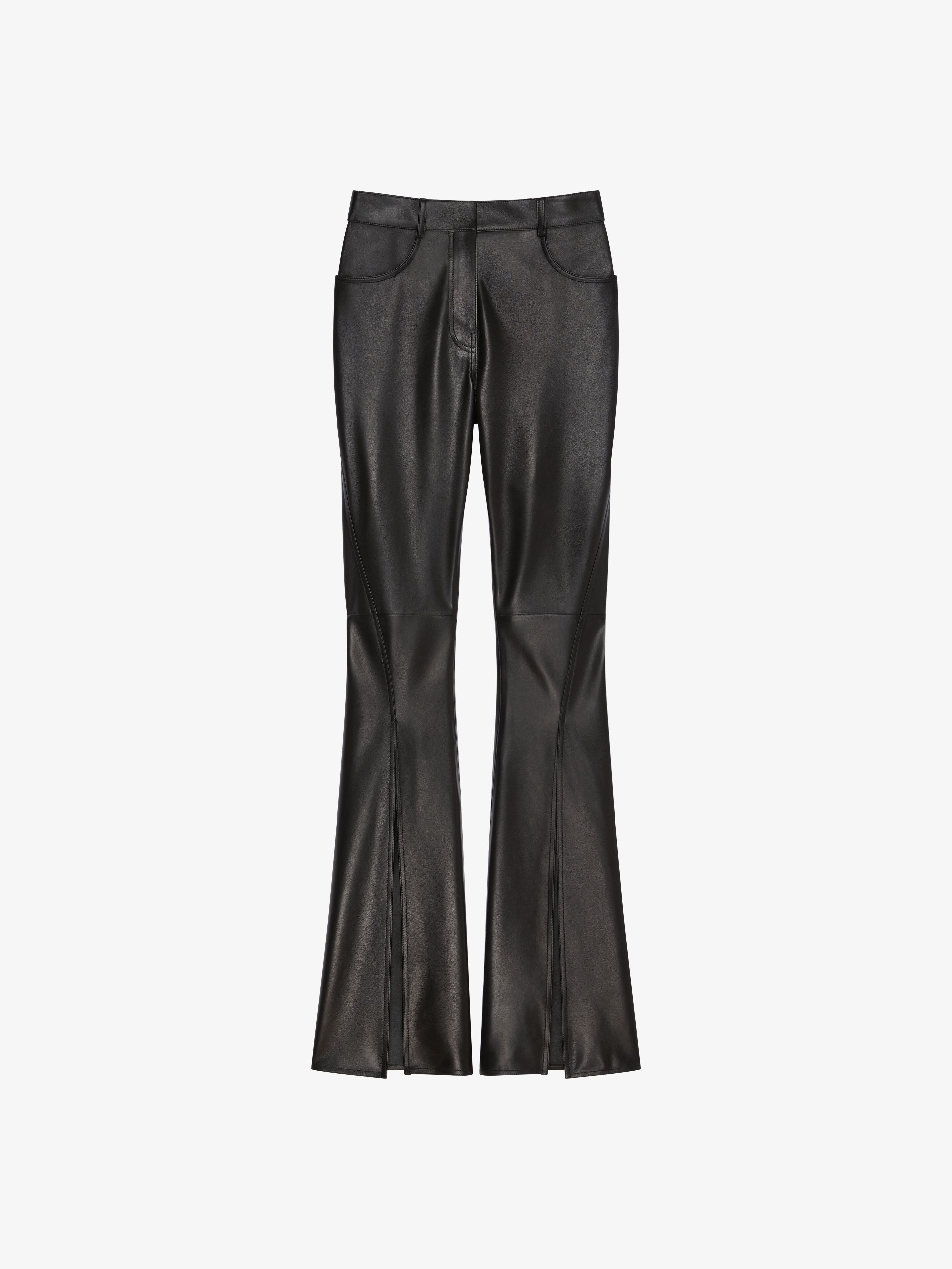 BOOT CUT PANTS IN LEATHER WITH SLITS - 1
