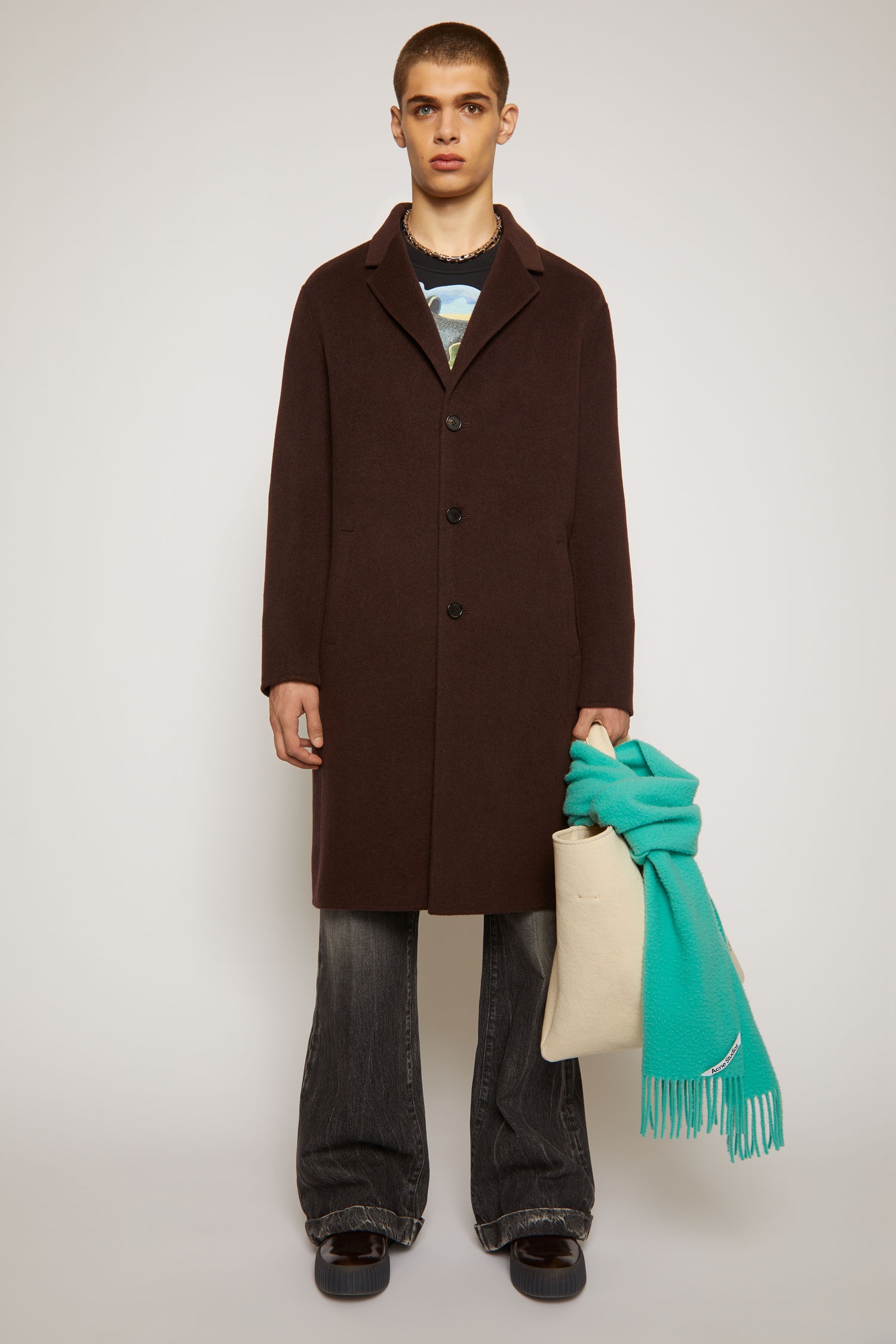 Double-faced wool coat cacao brown - 2