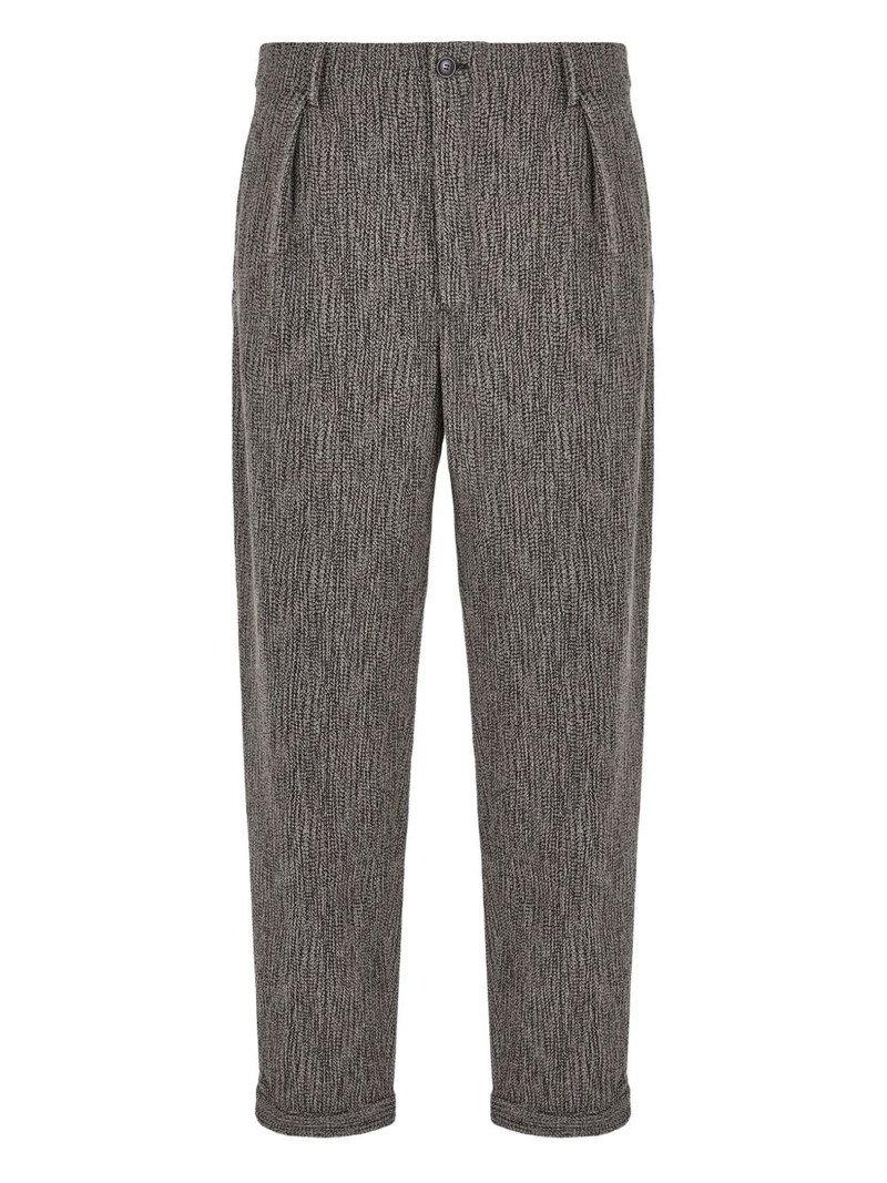 pleated-front textured trousers 1