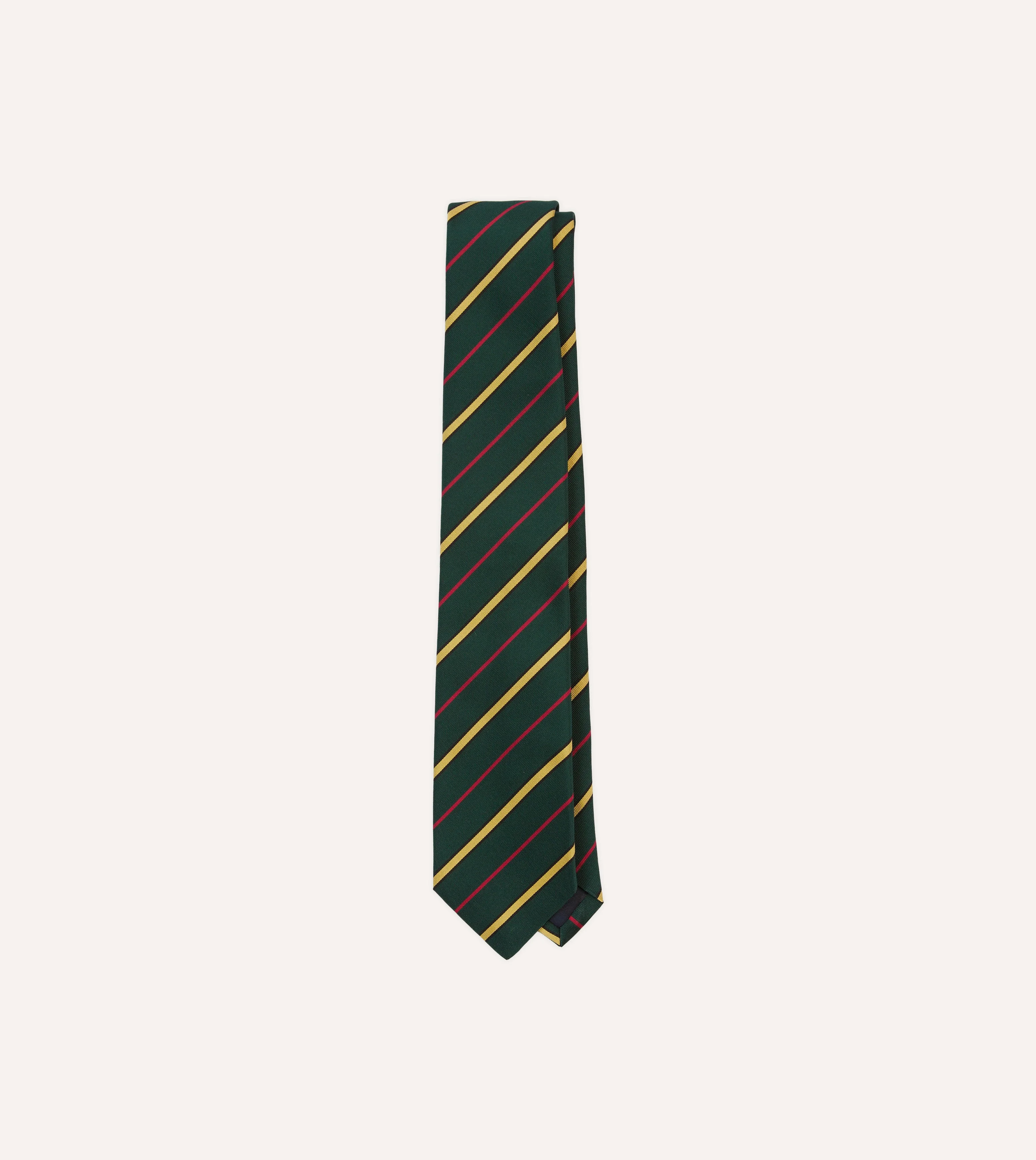 Navy, Red and White Multi Stripe Mogador Silk Tipped Tie - 1