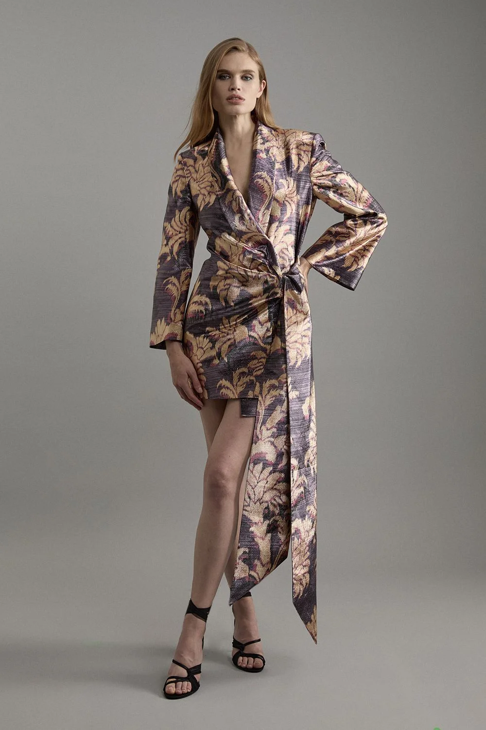 Petite Metallic Floral Tailored Blazer Mini Dress - 1