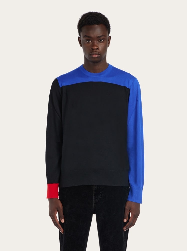 COLOR BLOCK NECK SWEATER - 2