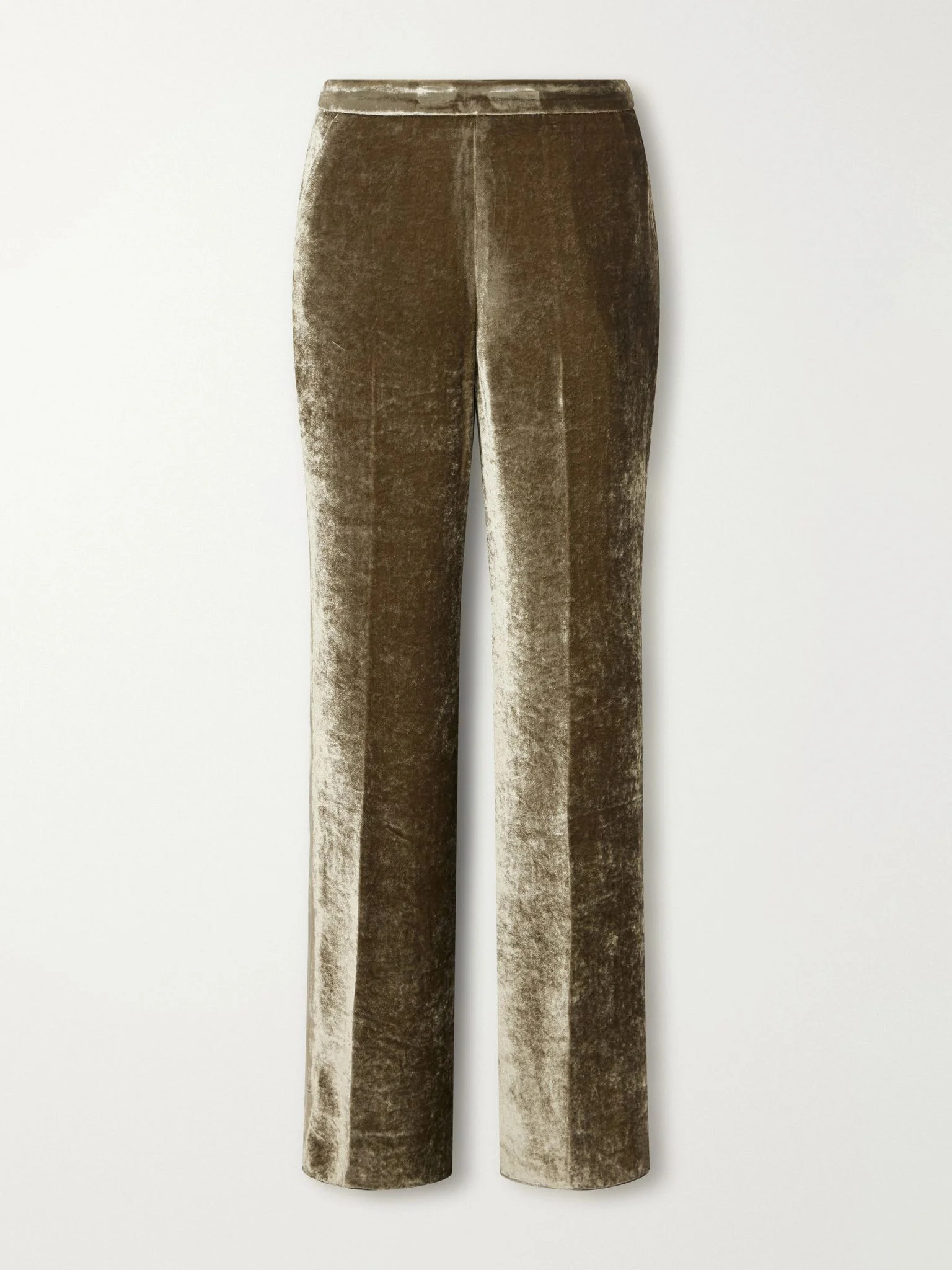 Velvet straight-leg pants Green - 1