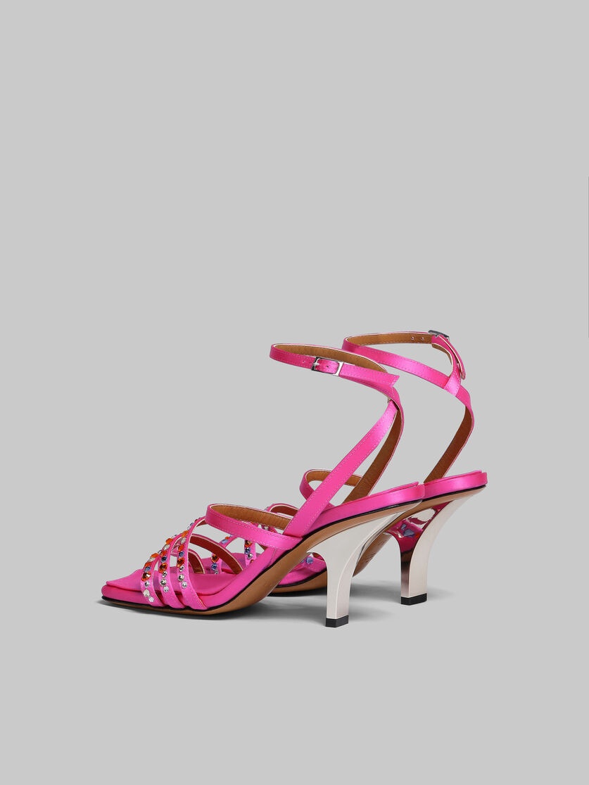FUCHSIA SATIN STRAPPY SANDAL - 3