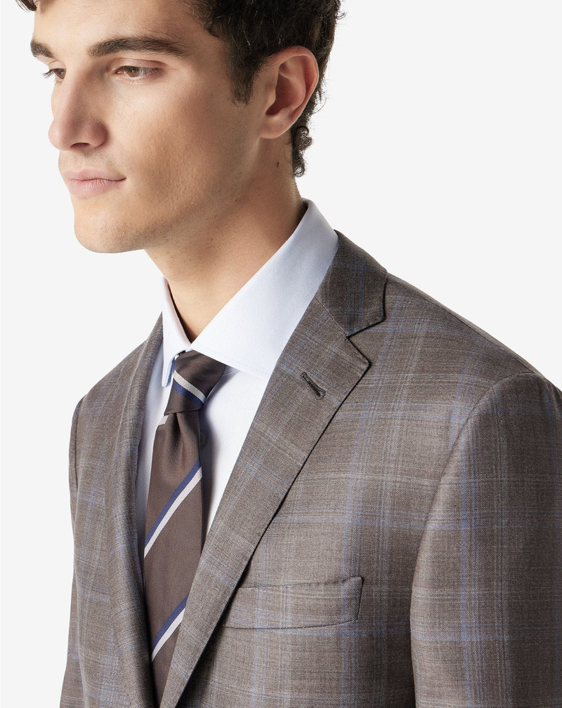 Brown overcheck 130’s wool jacket 4