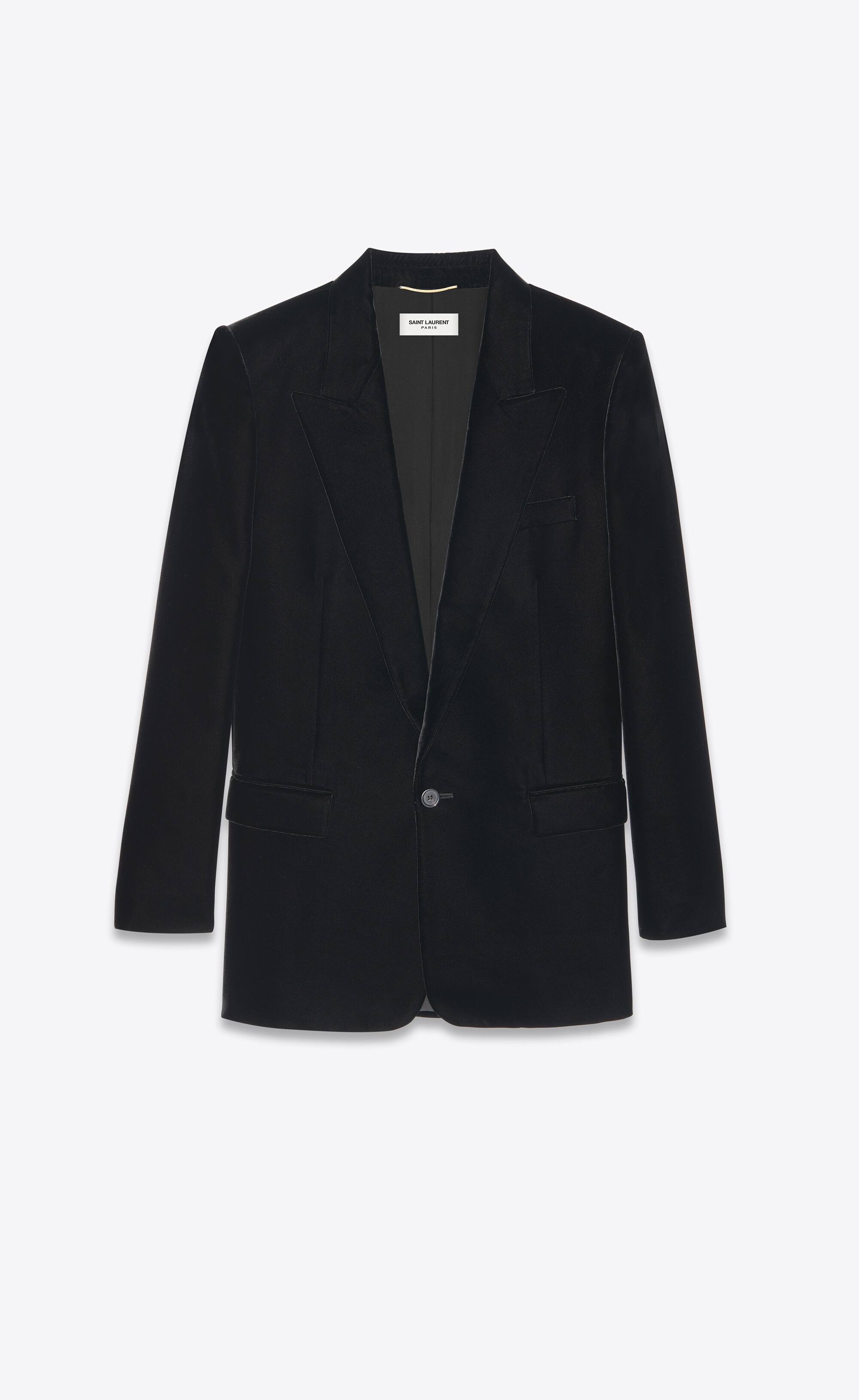 long single-breasted jacket in cupro velvet - 1