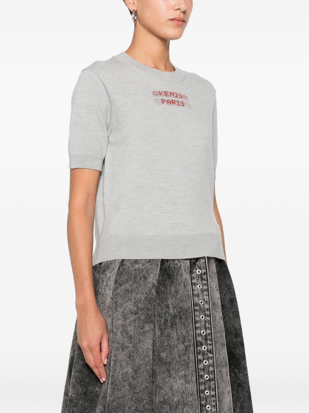 crystal-embellished short-sleeved top - 3