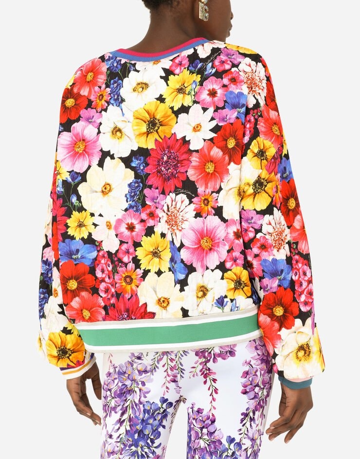 Cropped brocade sweatshirt with garden print - 5