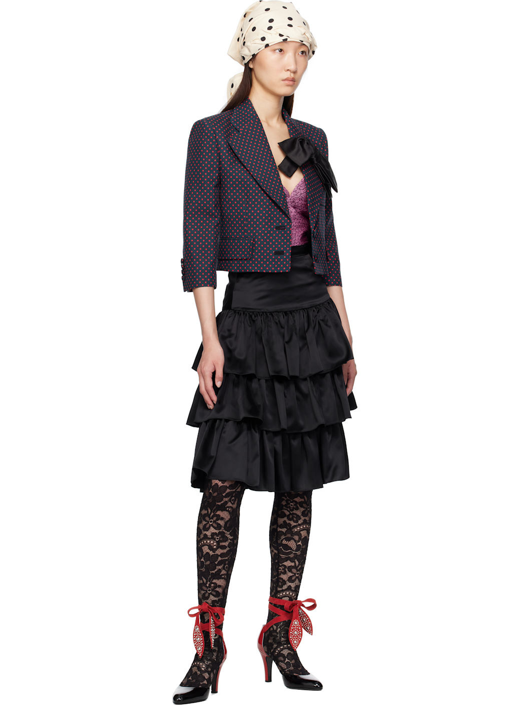 Navy Plusdepois Print Bow Jacket - 4