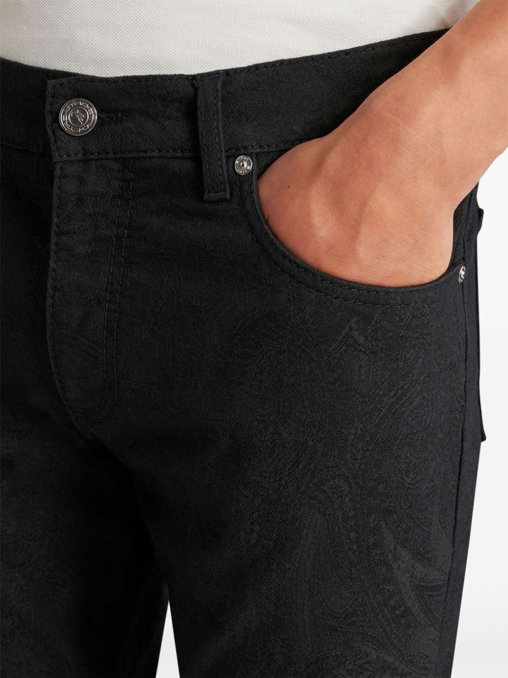 patterned-jacquard slim-cut jeans - 7