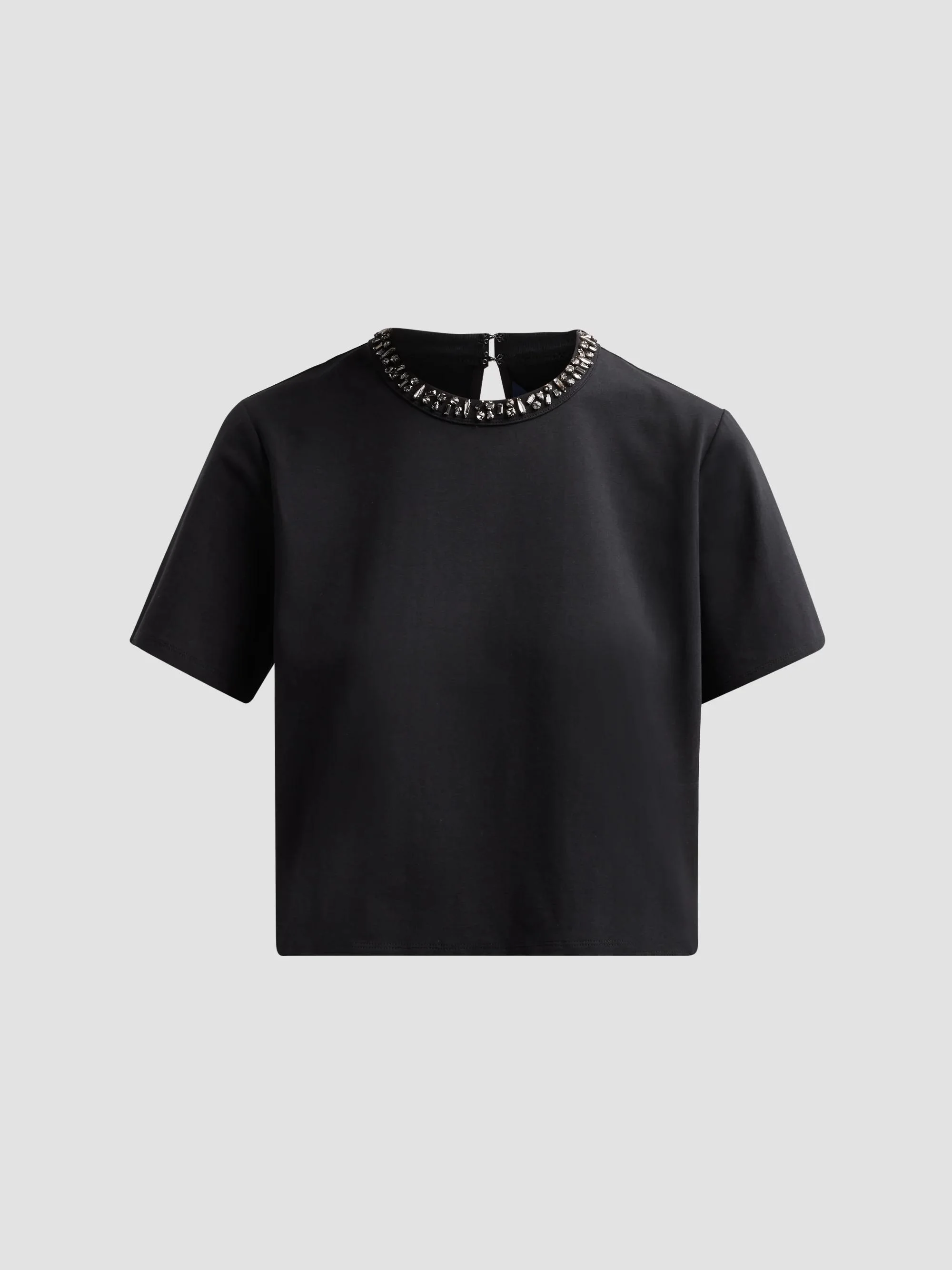 Women's Sebastian Crystal-Embellished T-Shirt - Black - 1
