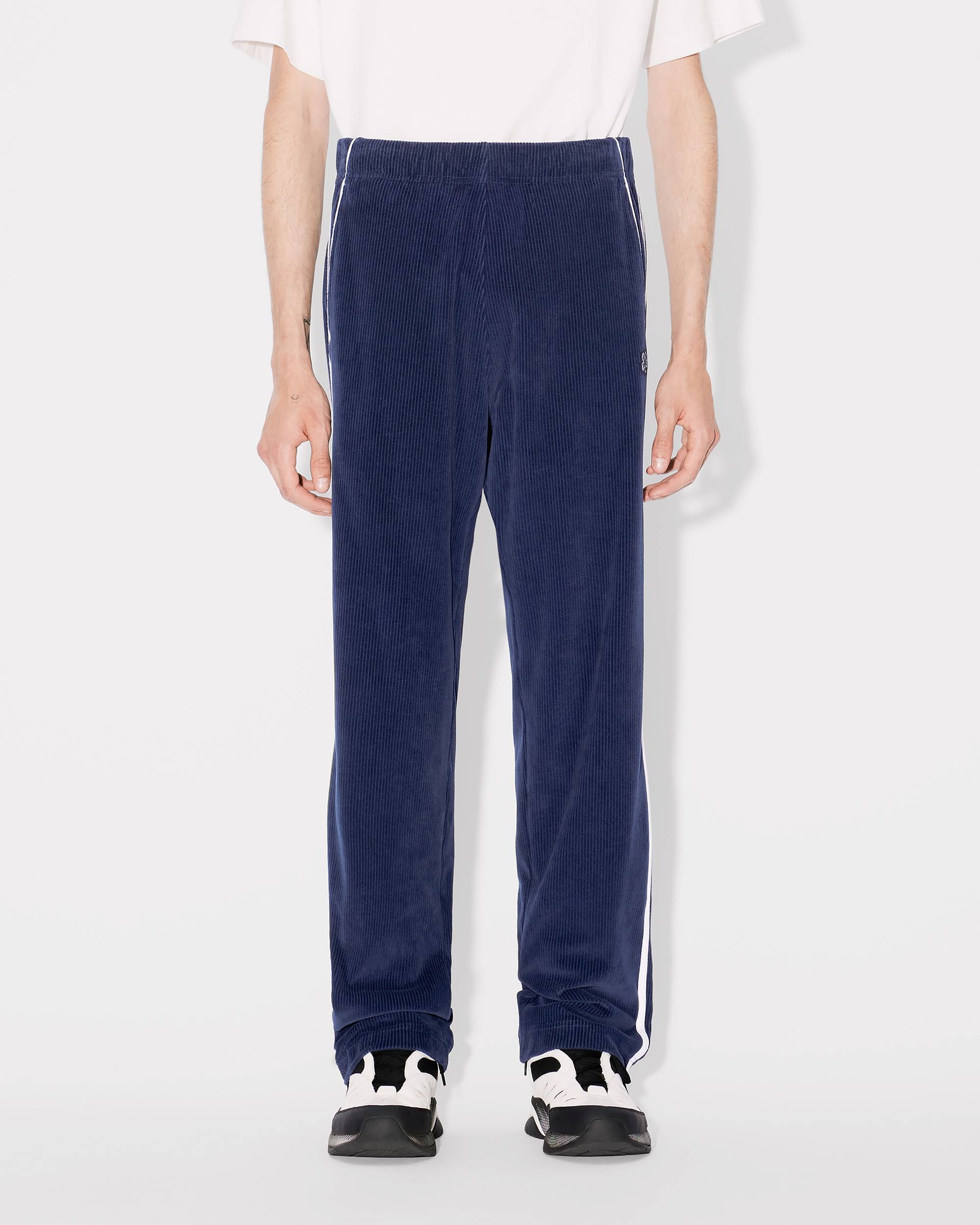 Embroidered velvet track pants - 4