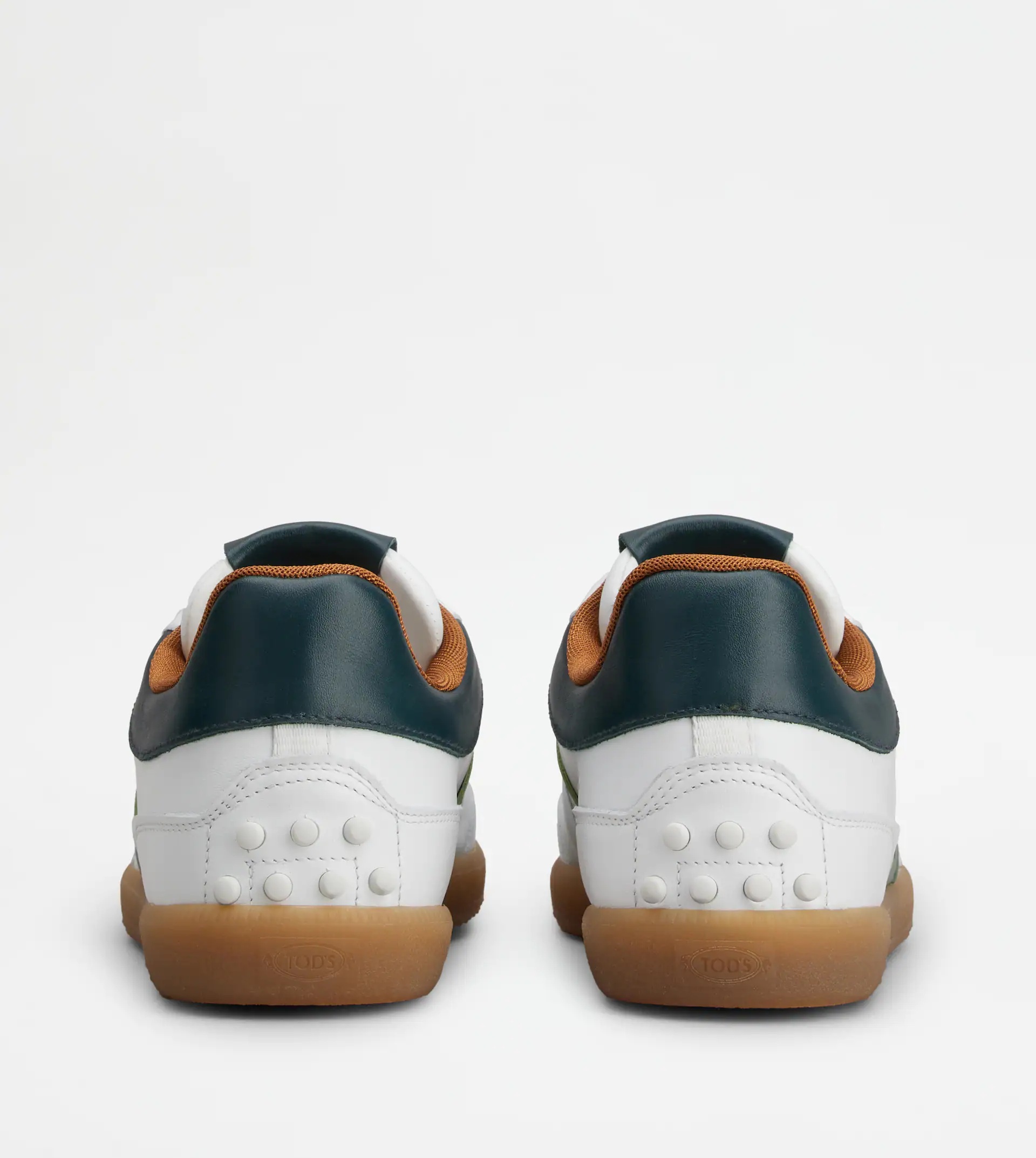 TOD'S TABS SNEAKERS IN LEATHER - WHITE, GREEN - 2