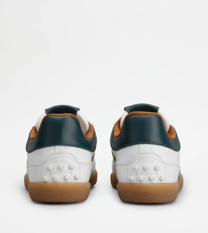 Tod's TOD'S TABS SNEAKERS IN LEATHER - WHITE, GREEN outlook
