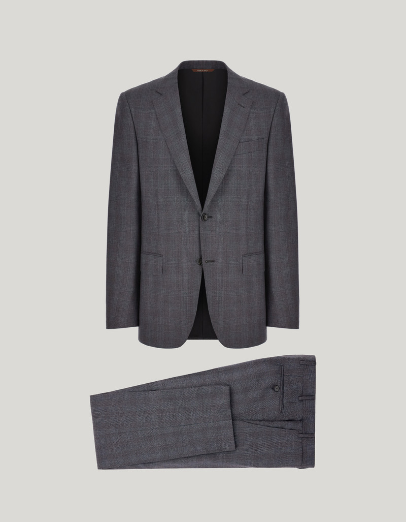 GRAY AND GREEN BRIANZA REGULAR-FIT SUIT IN PURE WOOL 1