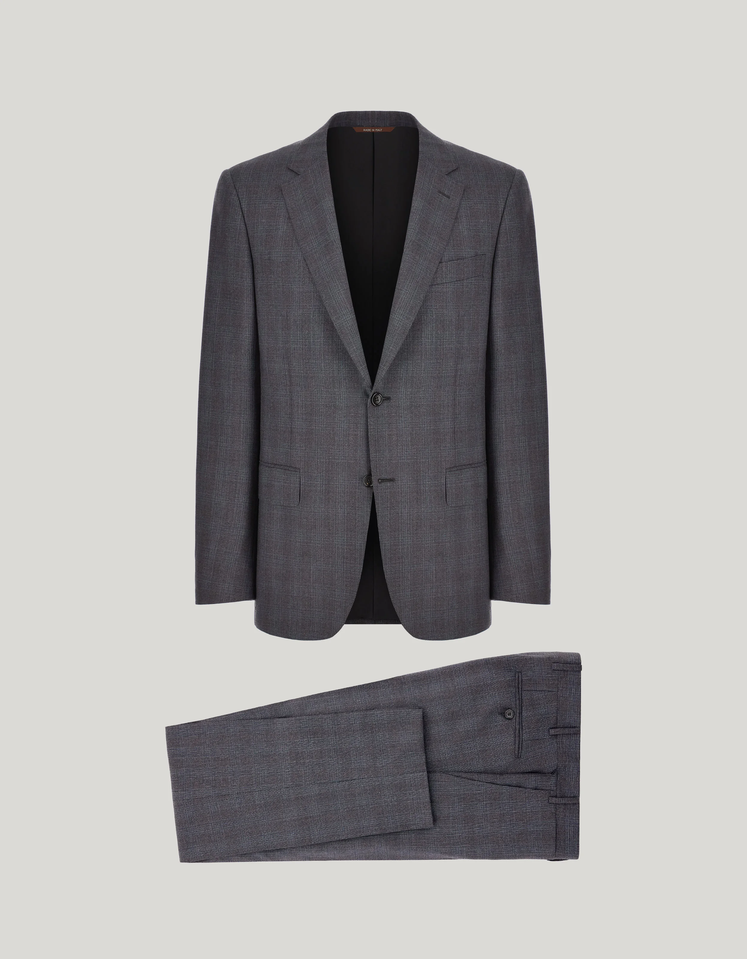 GRAY AND GREEN BRIANZA REGULAR-FIT SUIT IN PURE WOOL - 1