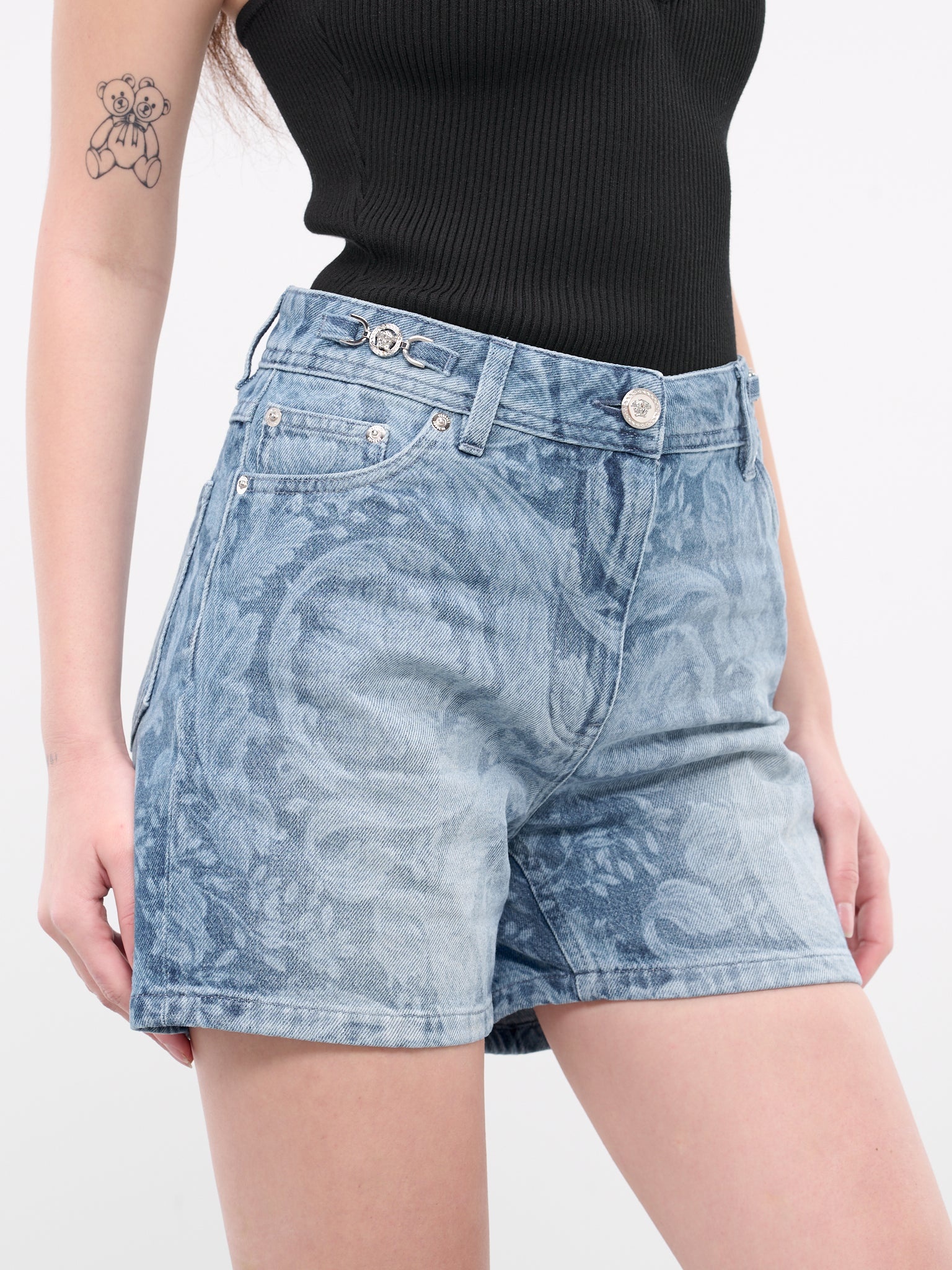 Barocco Boyfriend Denim Shorts - 4