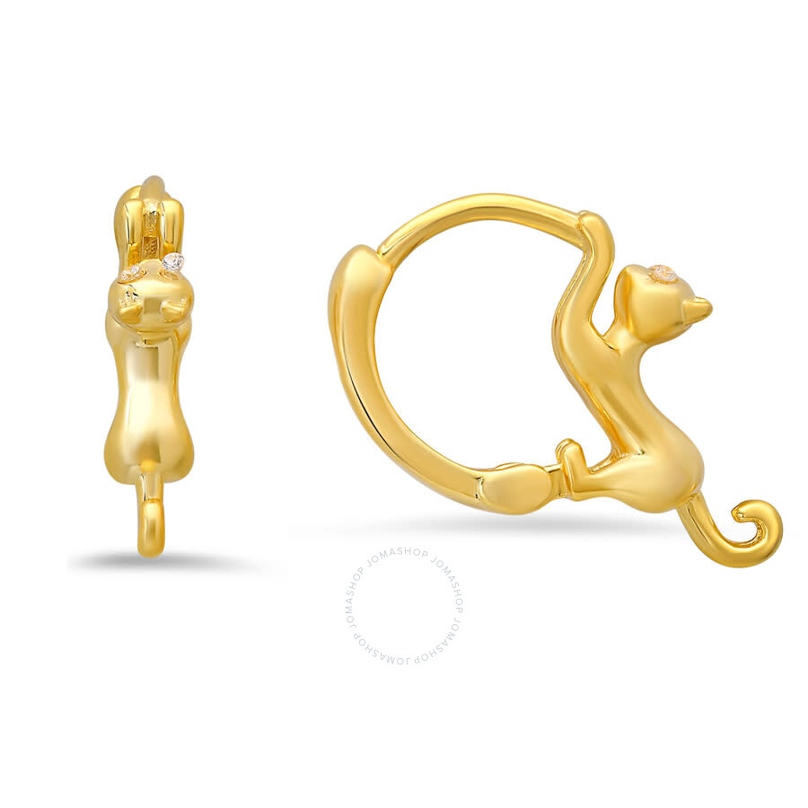 Kylie Harper - Kylie Harper 14k Gold Over Silver Kitty Cat Hoop Earrings - 1