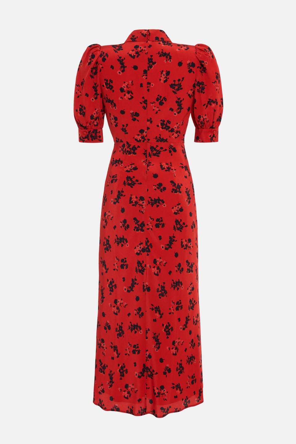 ROSE PRINT SILK DRESS WITH COLLAR AND BUTTONS - 2