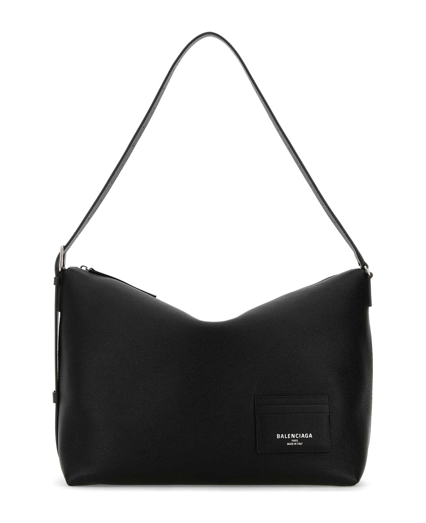 Black Leather Large Credit Crossbody Bag - 1