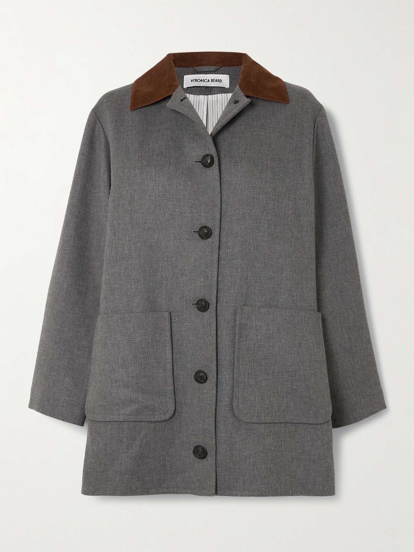 Freya corduroy-trimmed woven coat - 1