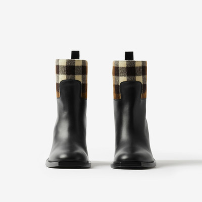 Burberry Check Panel and Leather Ankle Boots outlook