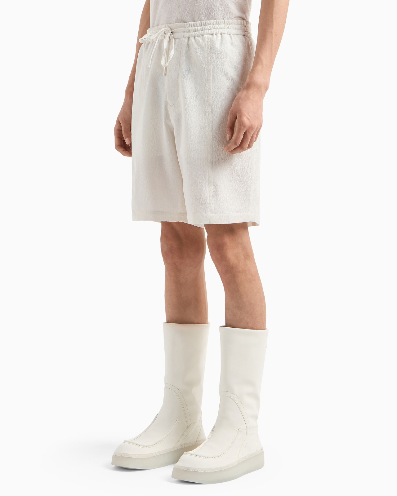 Ultra-light technical seersucker Bermuda shorts with drawstring - 2