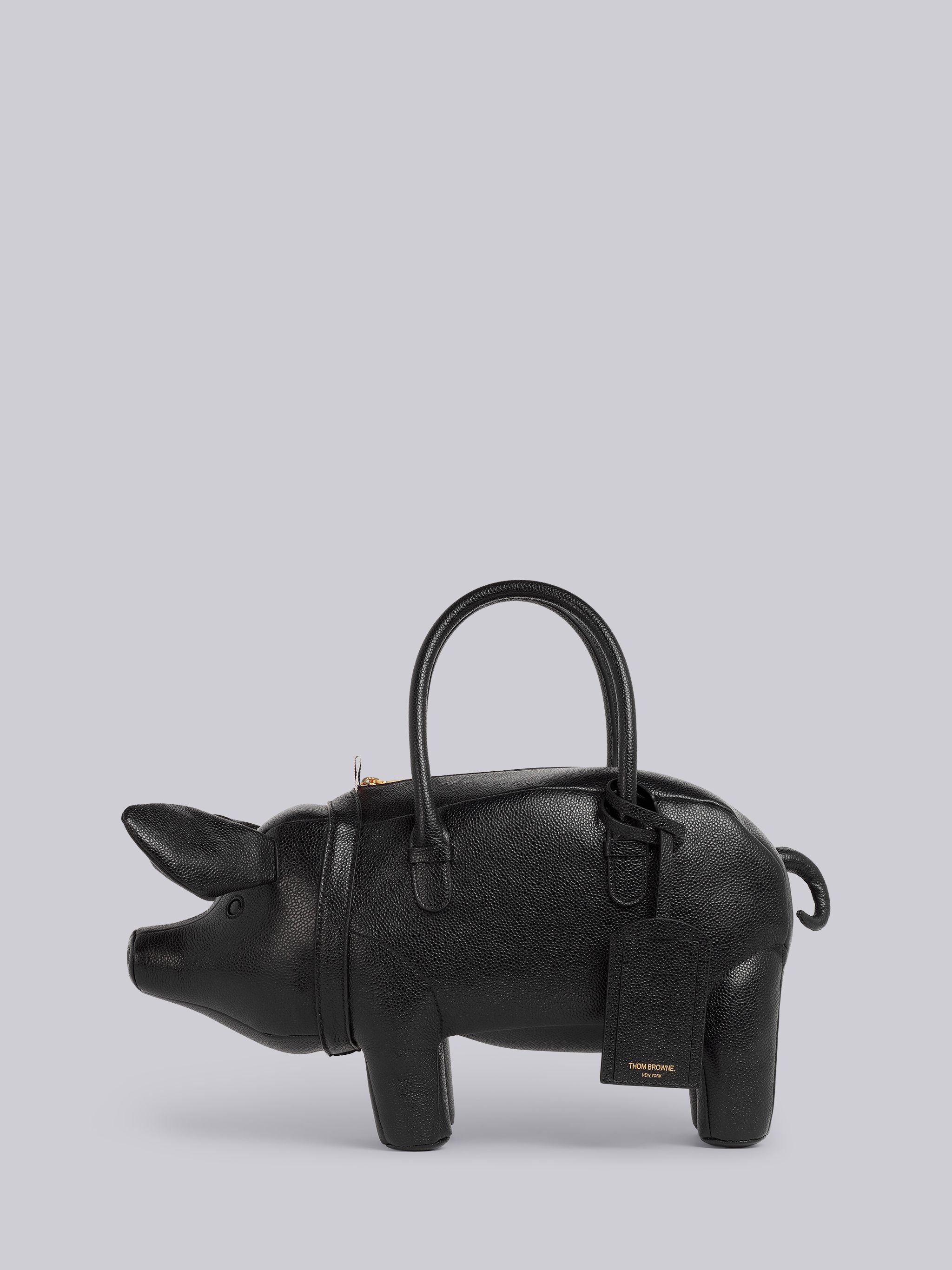 Black Pebbled Calfskin Pig Bag - 7