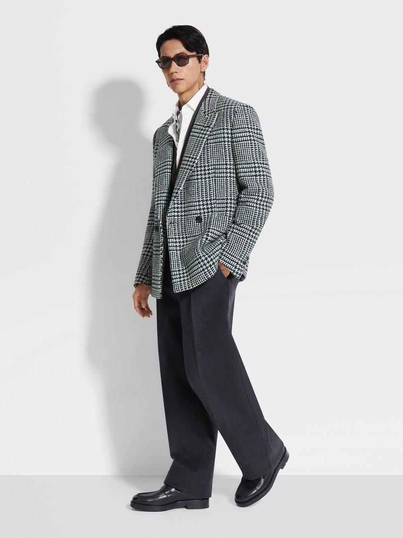 ZEGNA WHITE DARK GREEN AND BLACK WOOL AND CASHMERE JACKET outlook