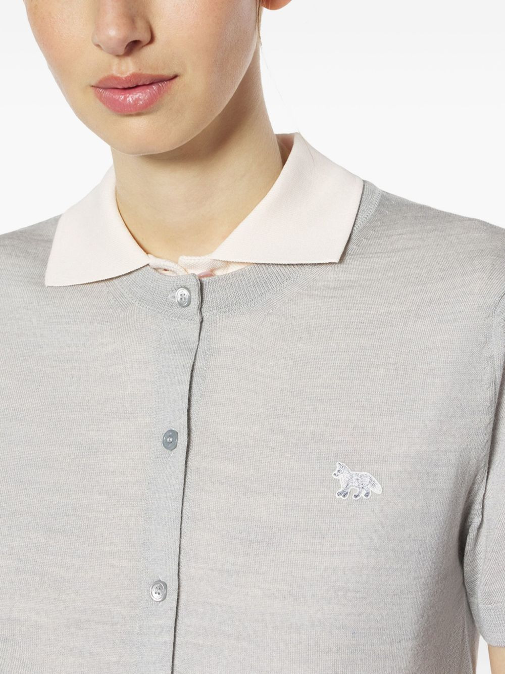 Baby Fox-embroidered short-sleeve cardigan - 5