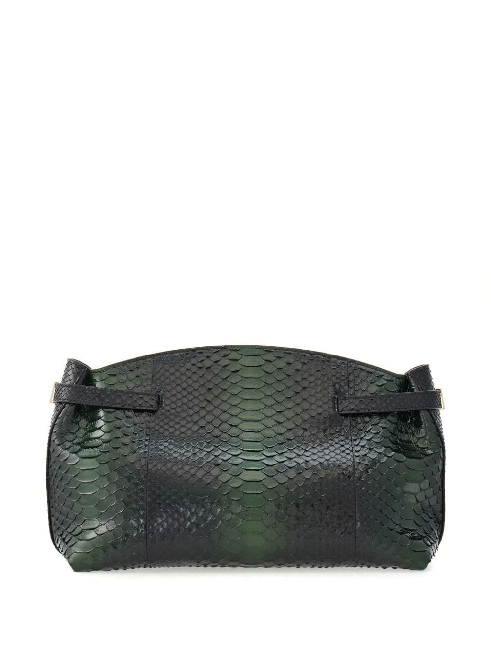 snakeskin-effect leather clutch bag - 4