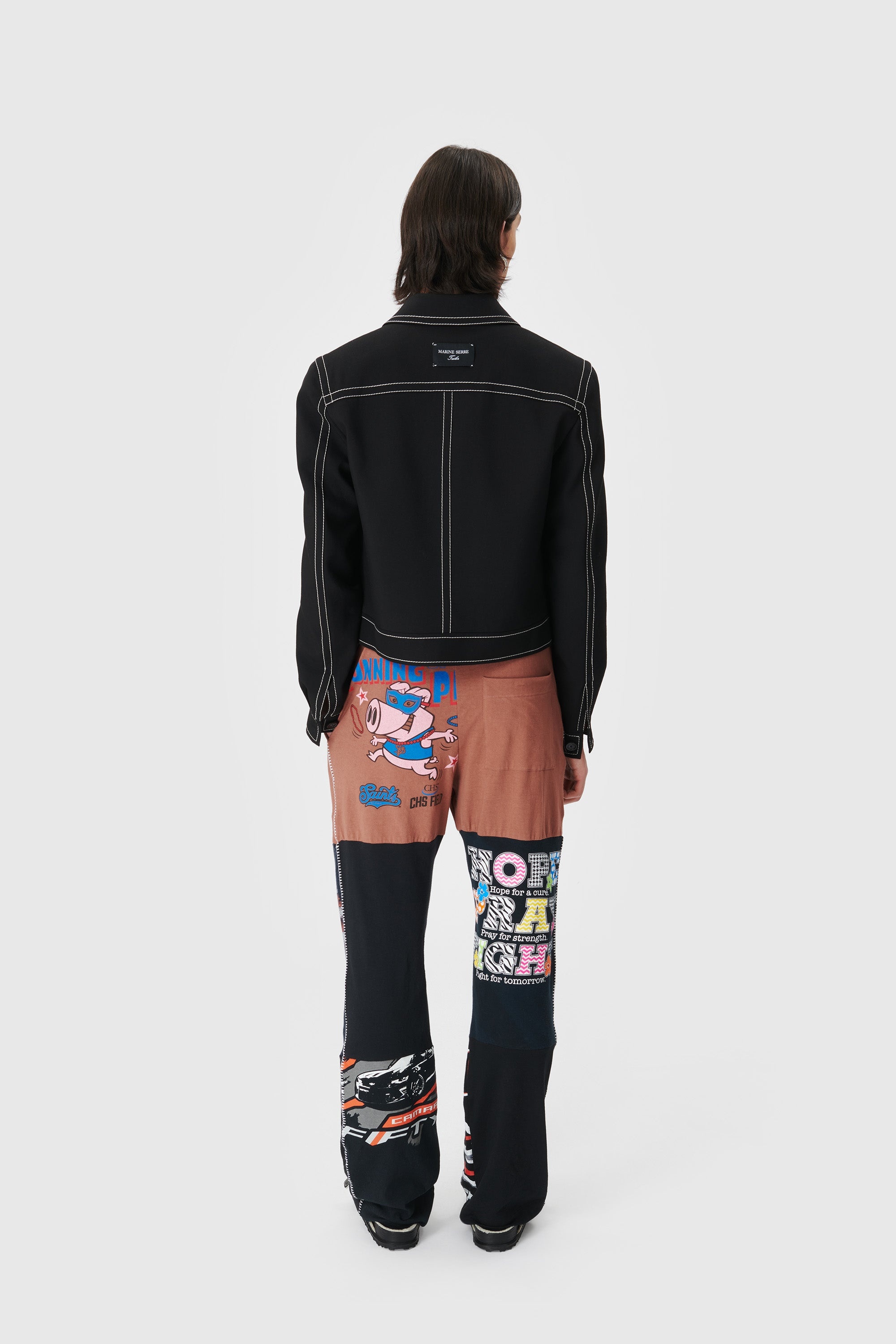 Regenerated Graphic T-shirt Patchwork Pants - 3