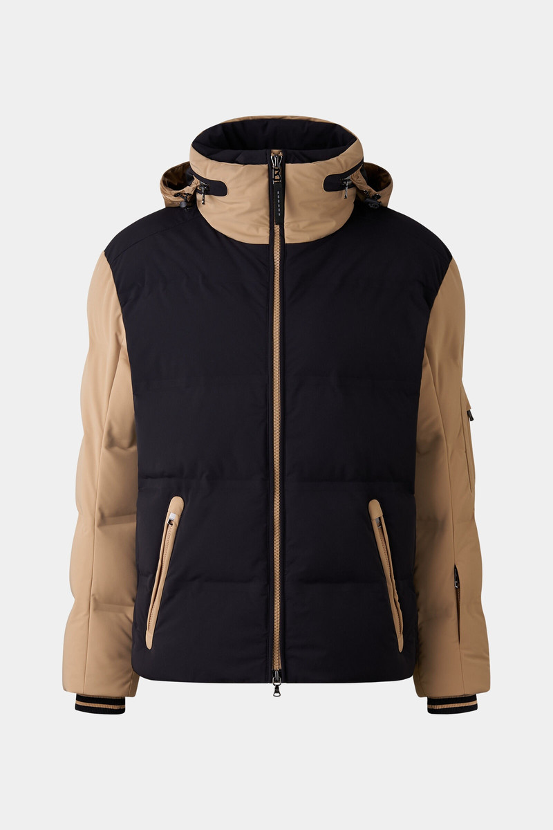 Maceo Down ski jacket in Black/Camel 1