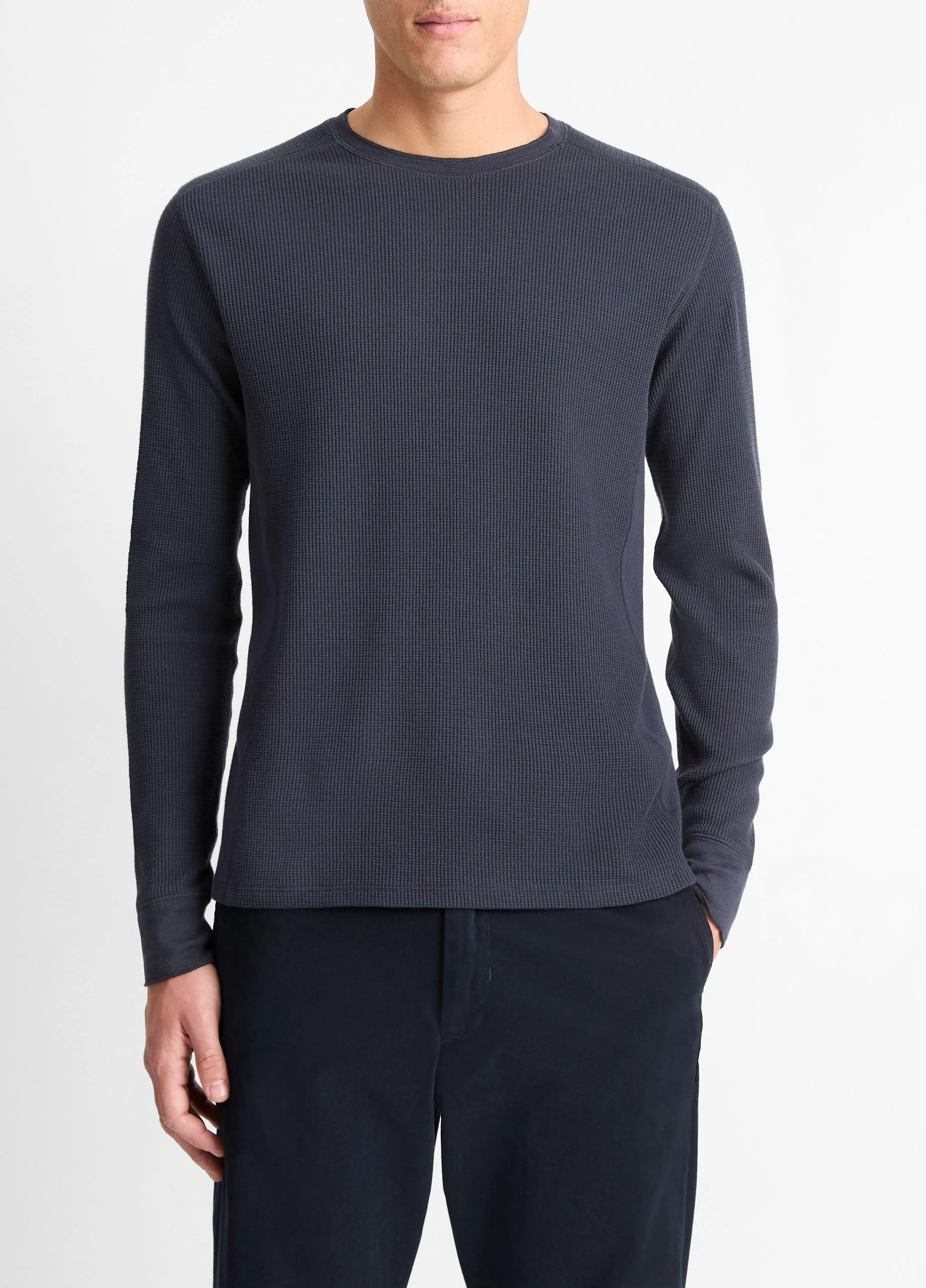 Pima Cotton-Blend Thermal Long-Sleeve Pullover - 1