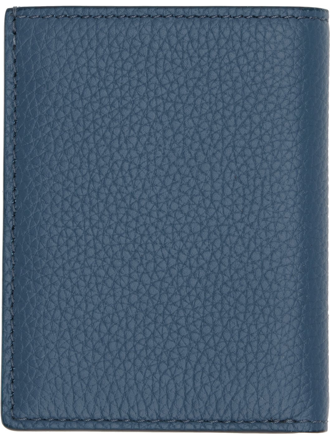 Blue Grain Leather Folding Card Holder - 2