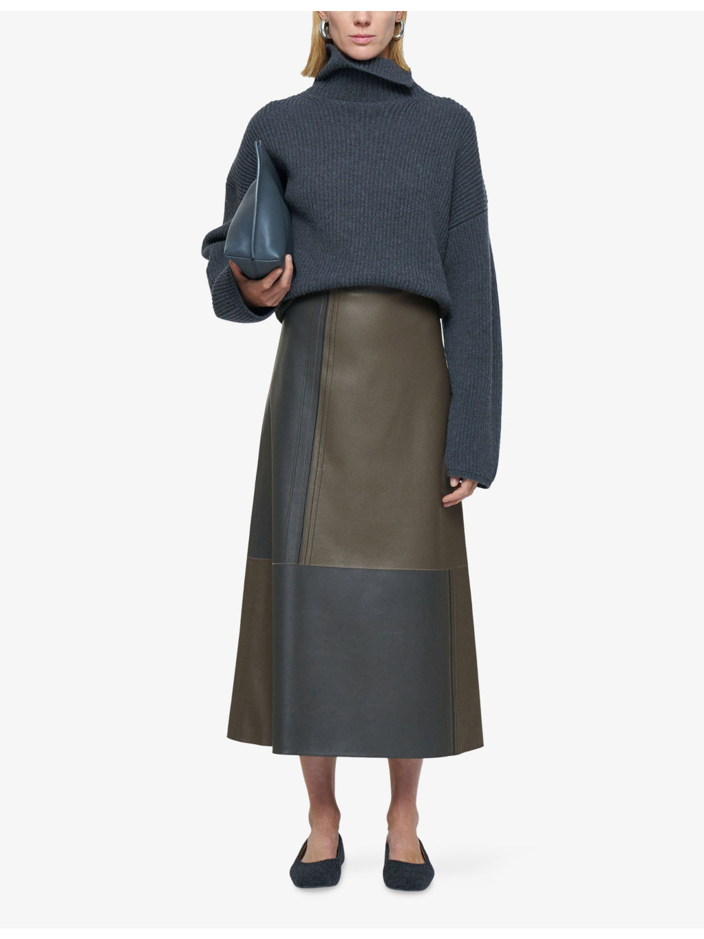 Cezanne A-Line Leather Midi Skirt - 2