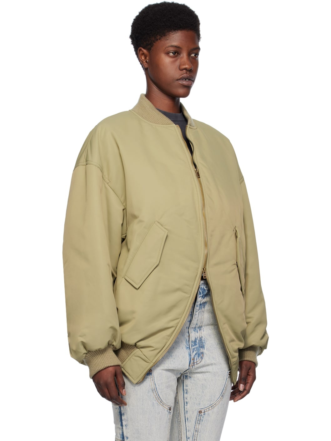 Khaki Padded Bomber Jacket - 2