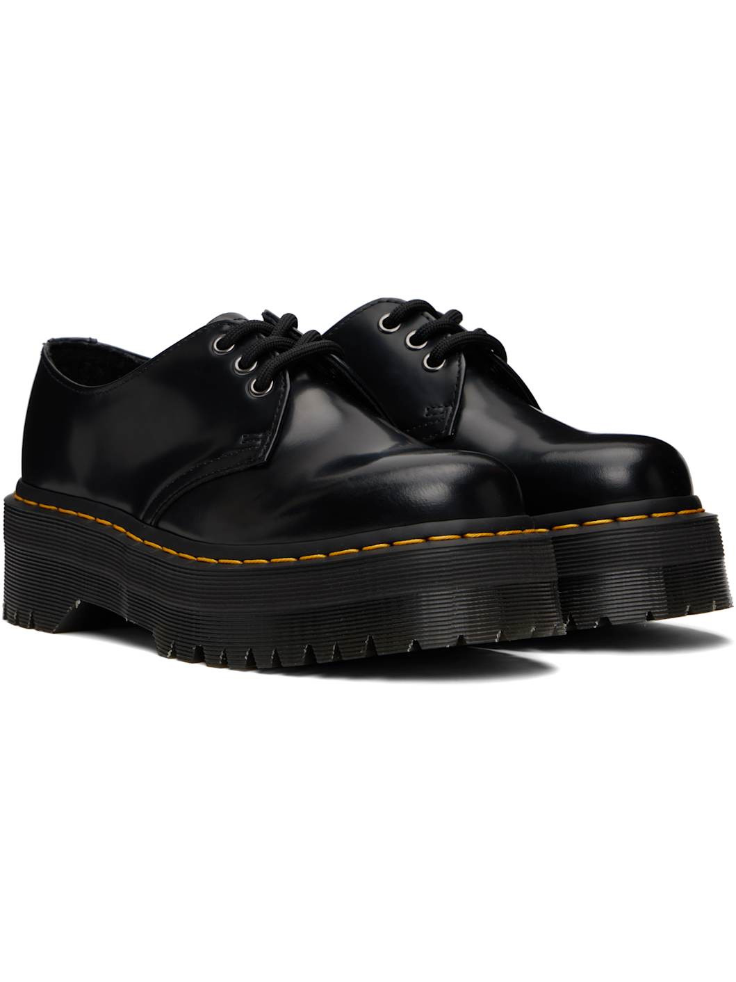 Black 1461 Smooth Leather Platform Derbys - 4