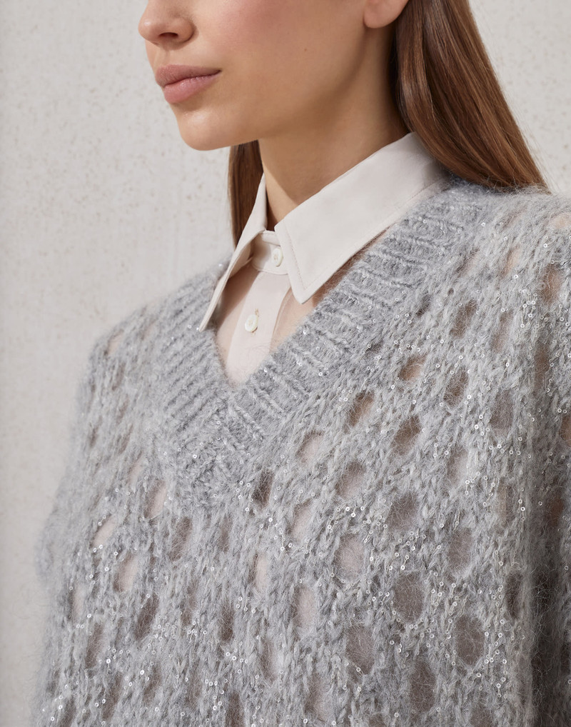 Wispy mohair and wool dazzling net sweater vest 3