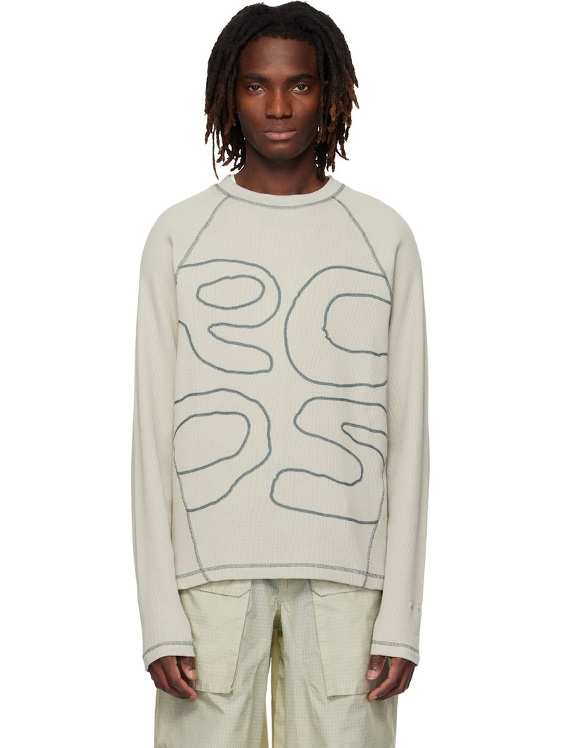 Beige Stack Logo Waffleknit Longsleeve T-shirt 1